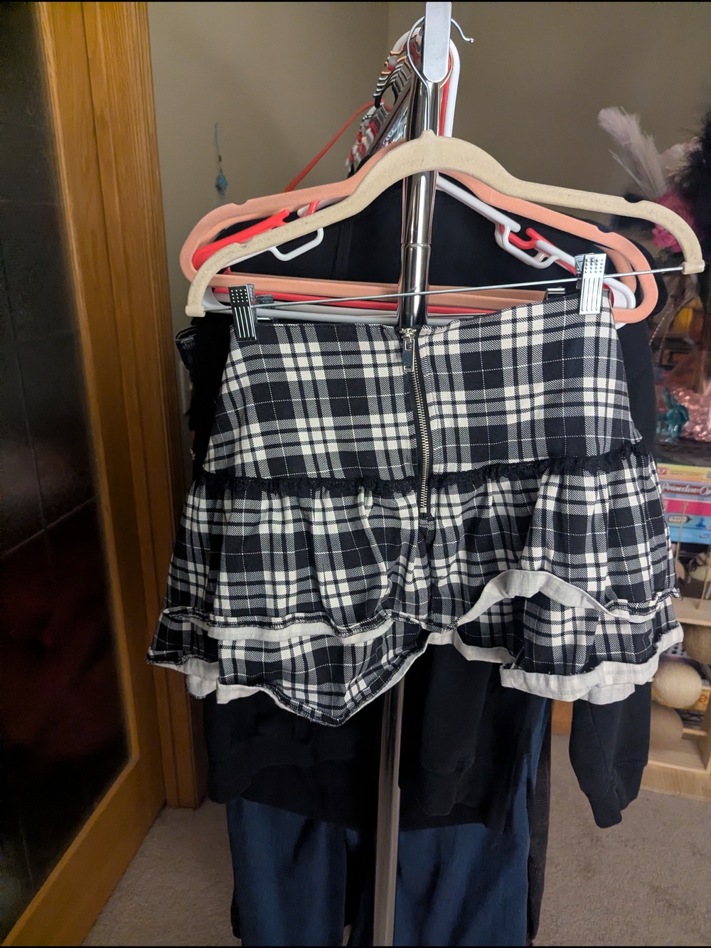 🖤Widow Black & White Plaid Lace-up Micro Skirt - Picture 5 of 6